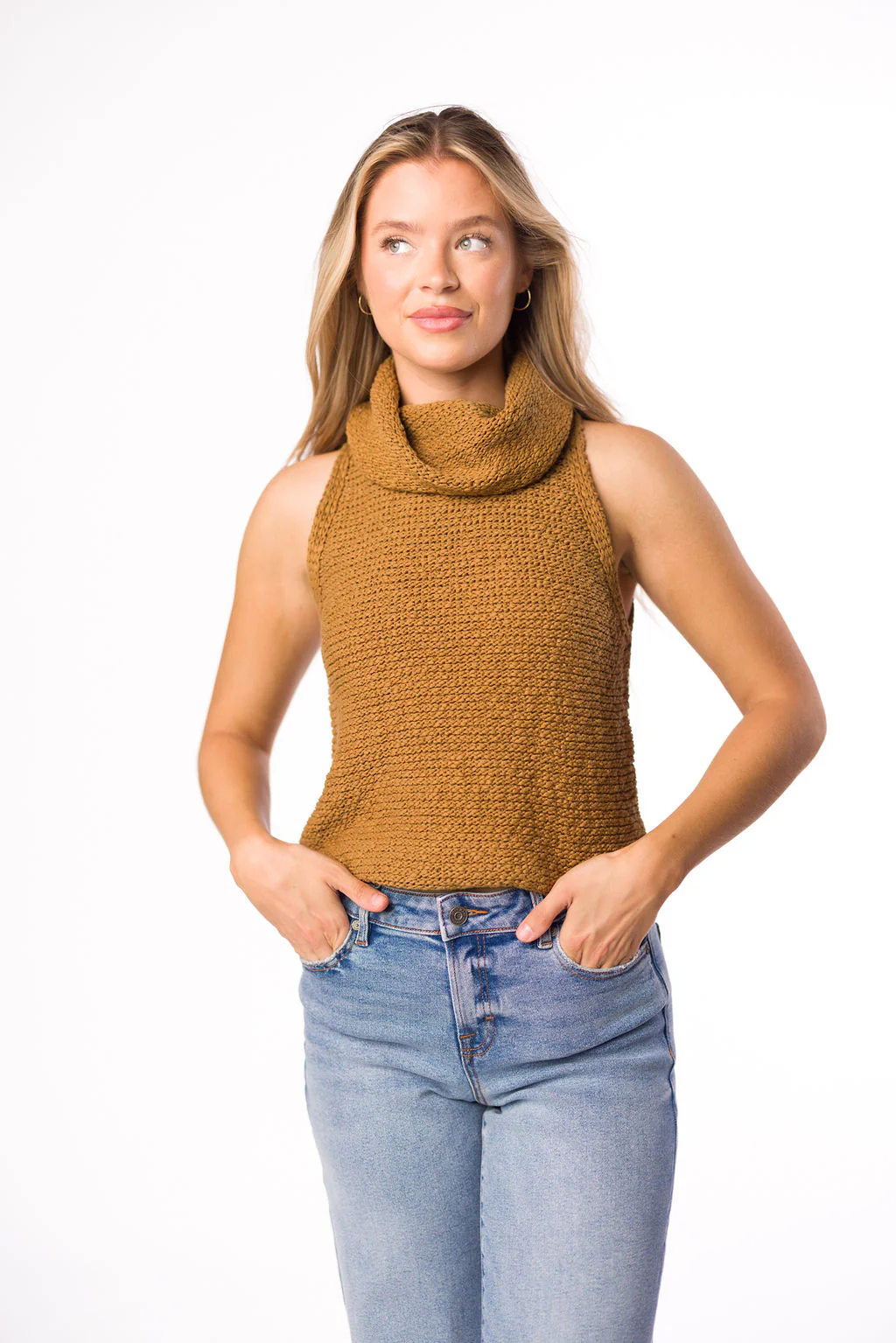 Salma Sweater Crop Top in Coffee - Directfux