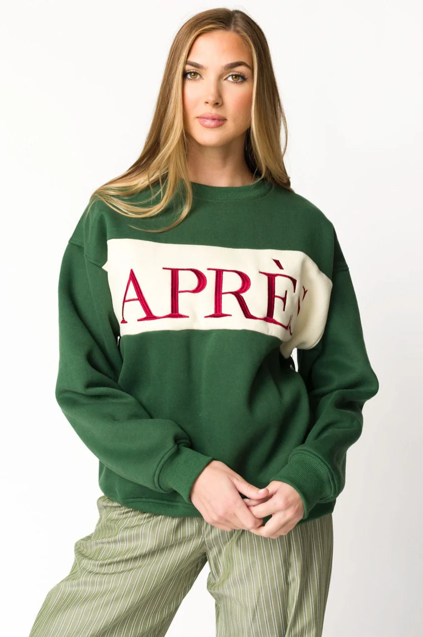 Après Colorblocked Crewneck in Pine Green - Directfux