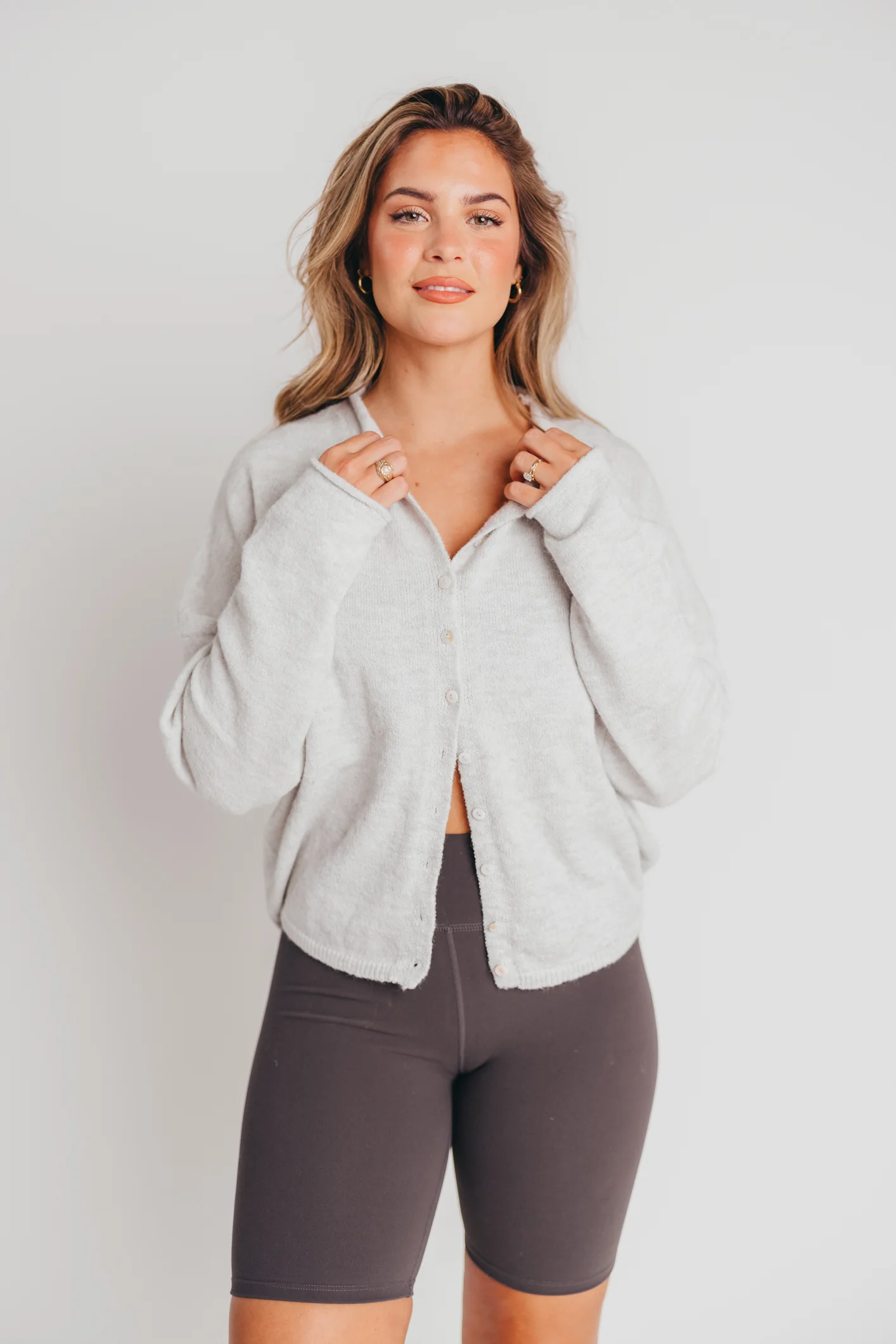 Piper Cardigan in Light Grey - Directfux