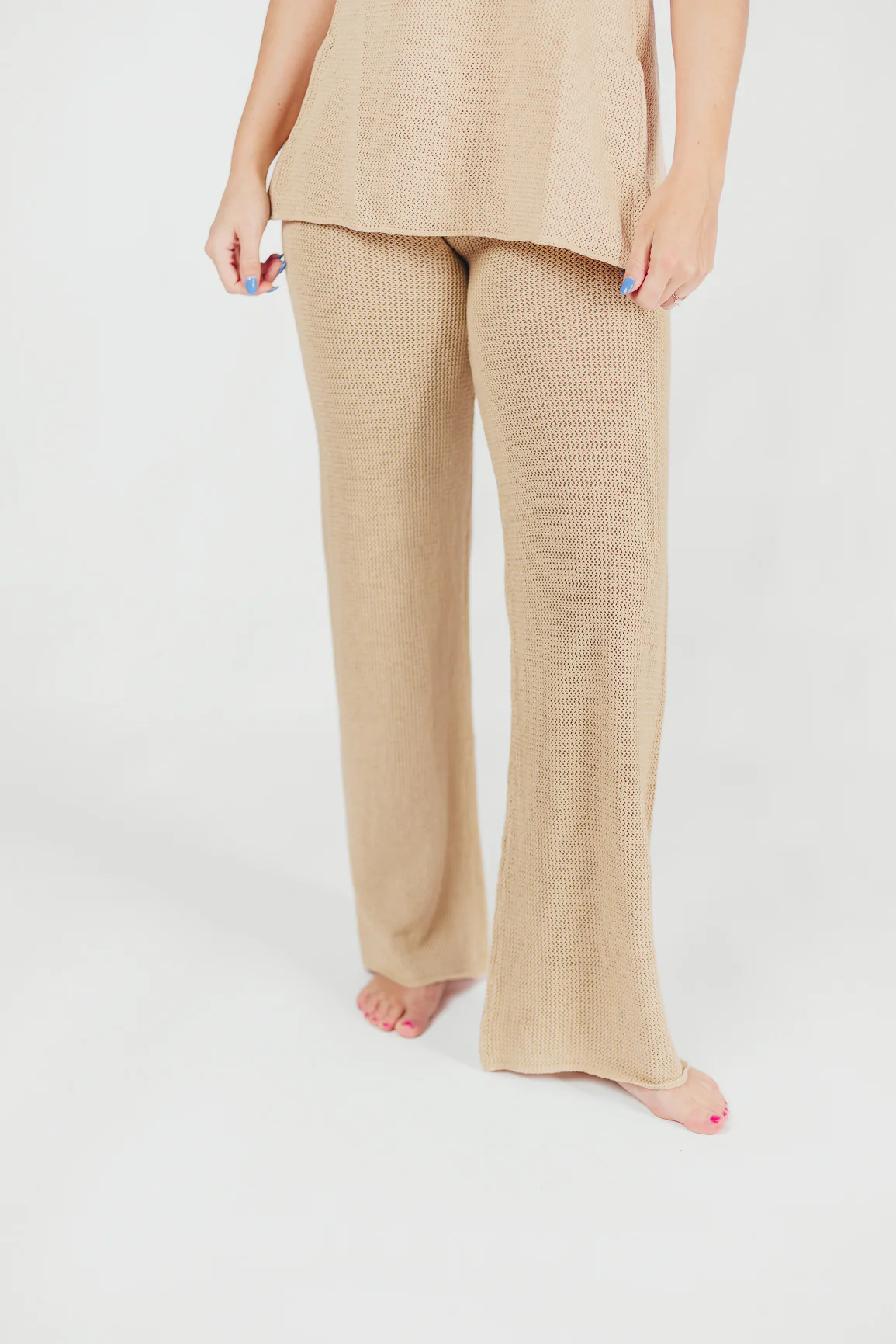 Brielle Crochet Knit Pant in Sand (No Lining) - Directfux