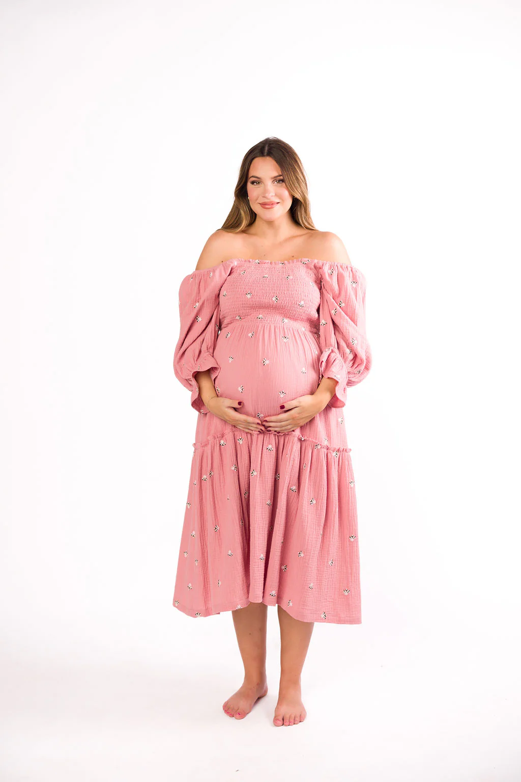 Evie Floral Maxi in Deep Rose - Bump Friendly - Directfux