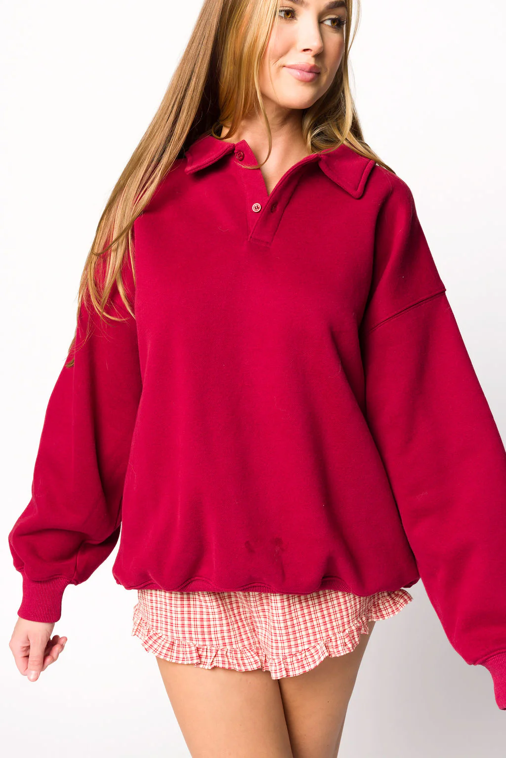 Airport 100% Cotton Sweatshirt in Merlot - Directfux