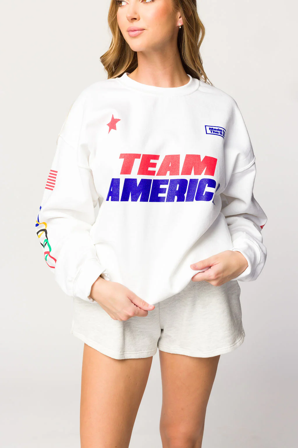 Team America Crew Sweatshirt in White - Directfux