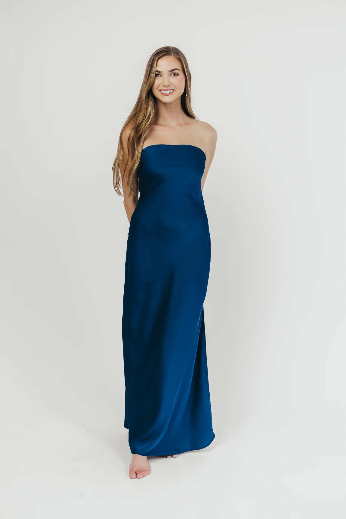 Going Out Strapless Maxi Dress in Peacock Blue - Directfux