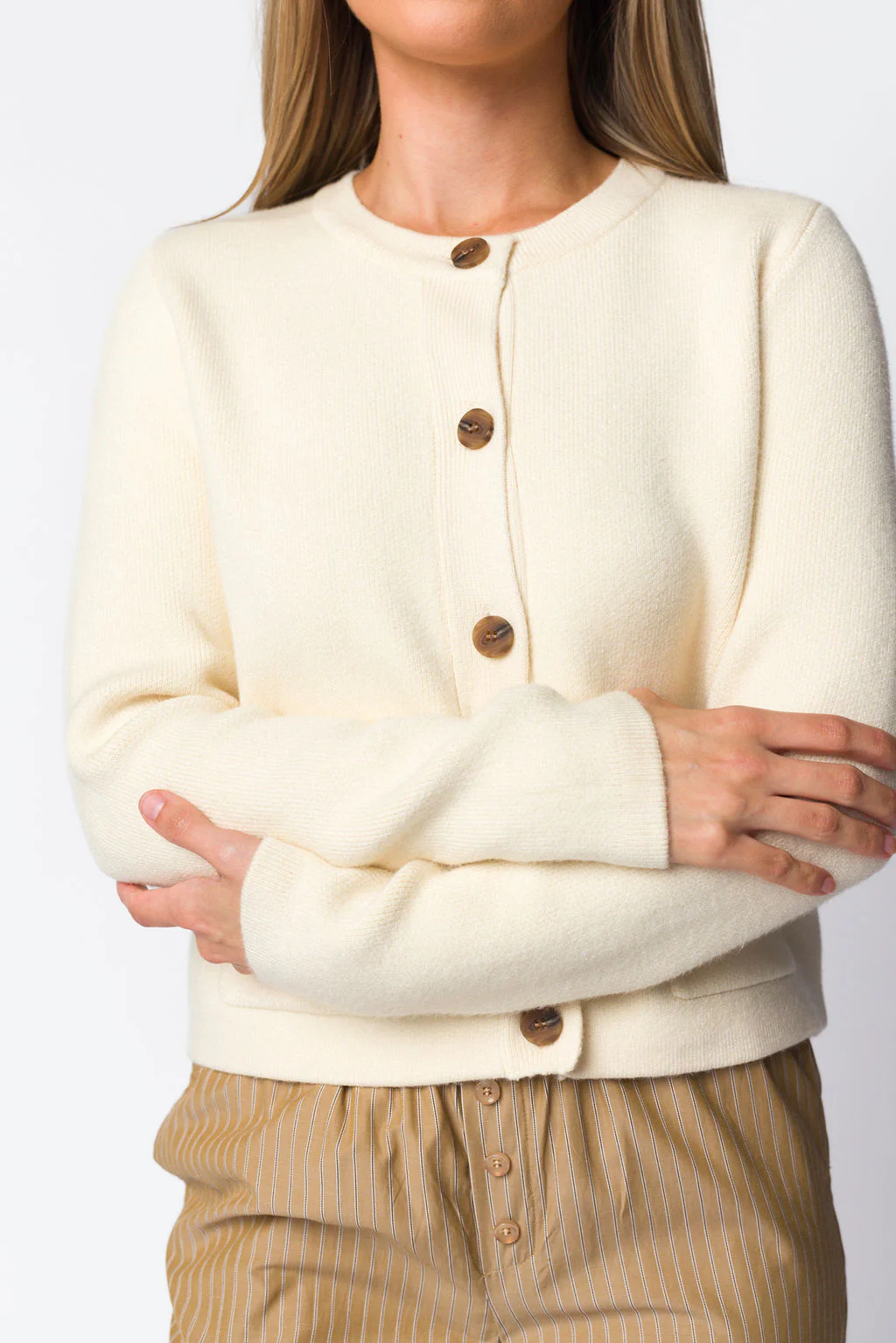 Callie Cashmere-Blend Sweater Jacket in Oatmeal - Nursing Friendly - Directfux