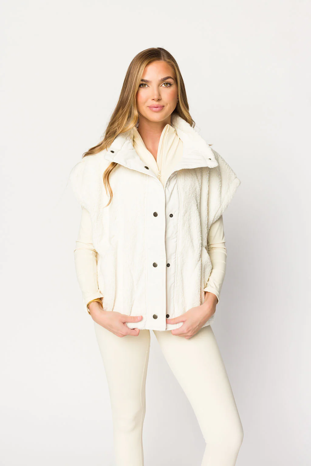 Oversized Micro Sherpa Vest in Ivory - Directfux
