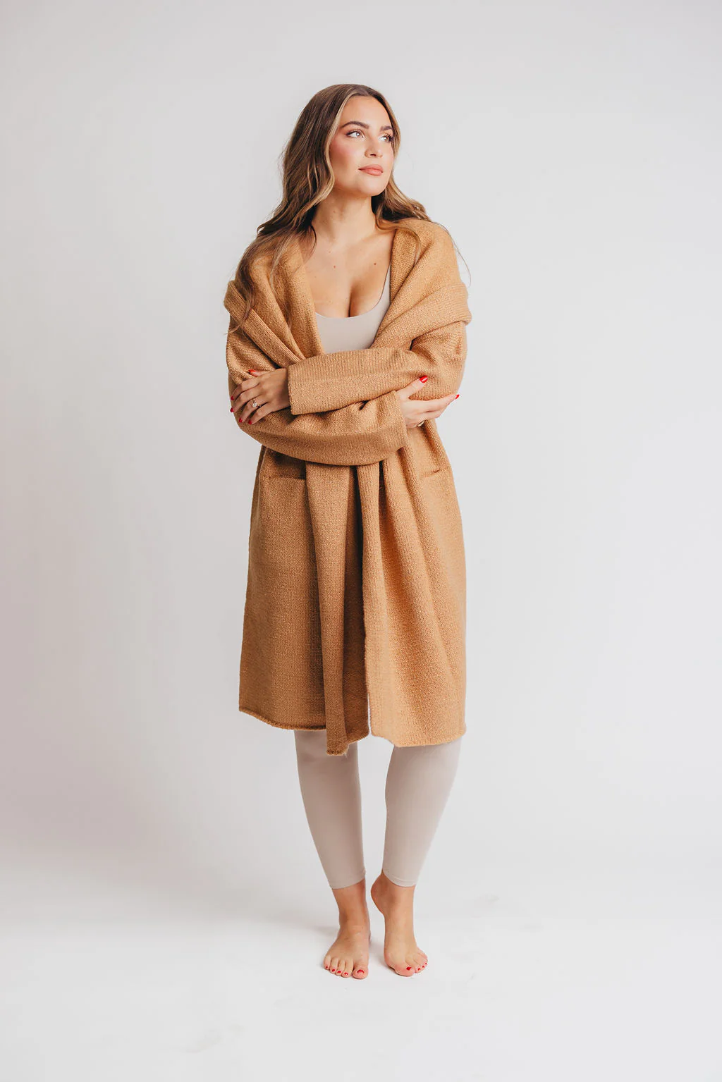 Noah Oversized  Hooded Two Pocket Coatigan in Camel *LUXURY ITEM* - Directfux