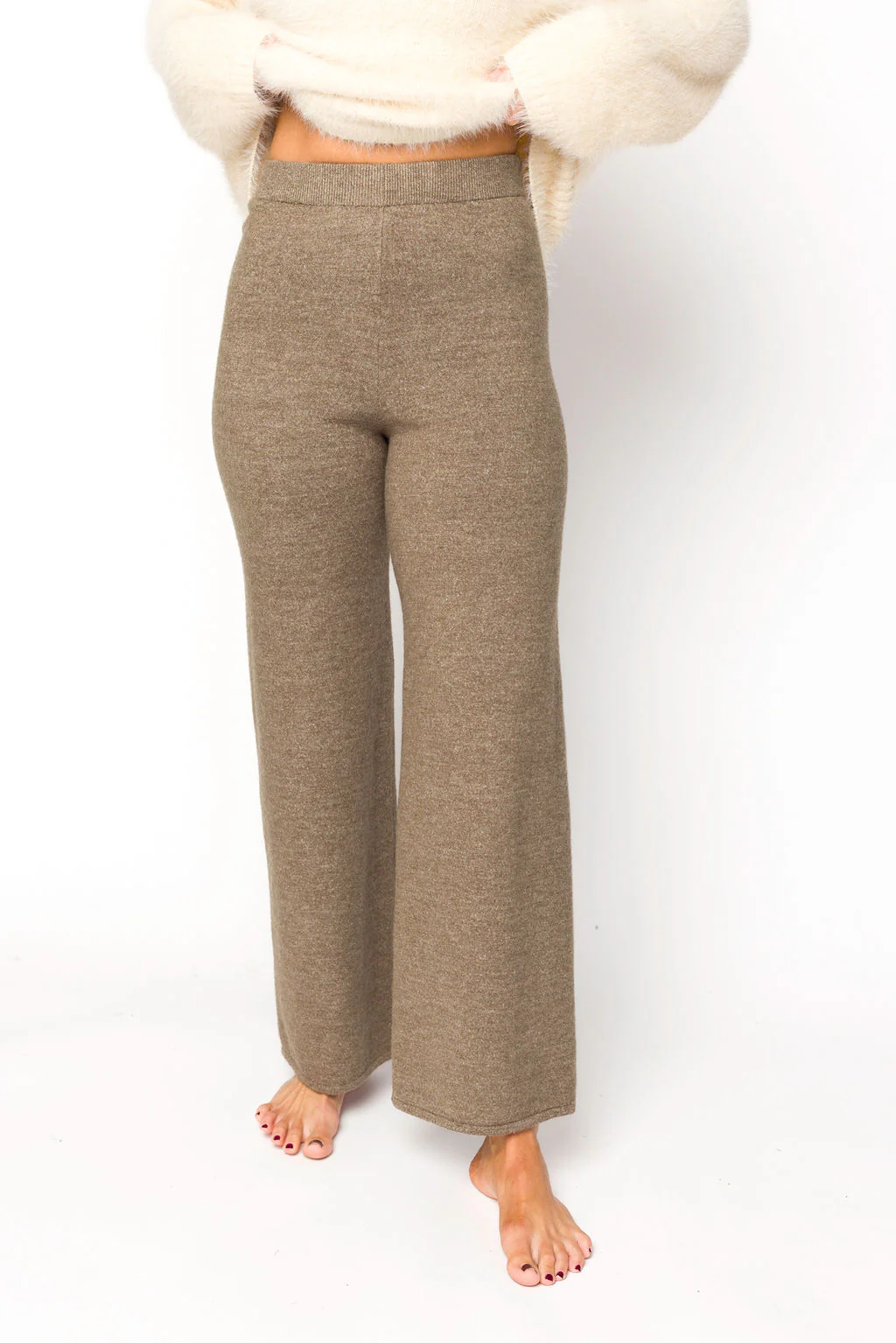 Owen Straight Leg Knit Pants in Field Grey - Bump Friendly - Directfux