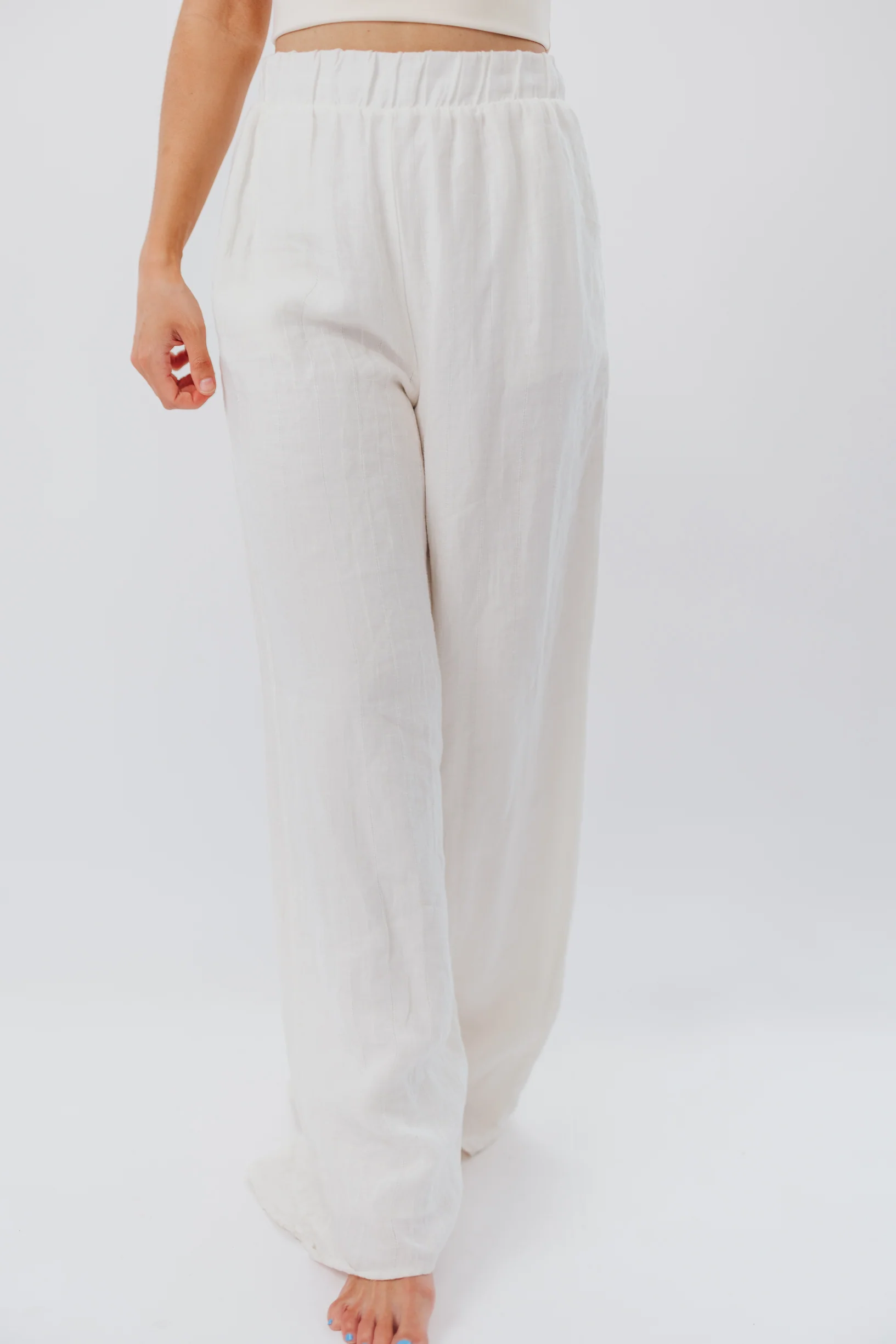 Loretta 100% Linen Pant in Off-White - Directfux
