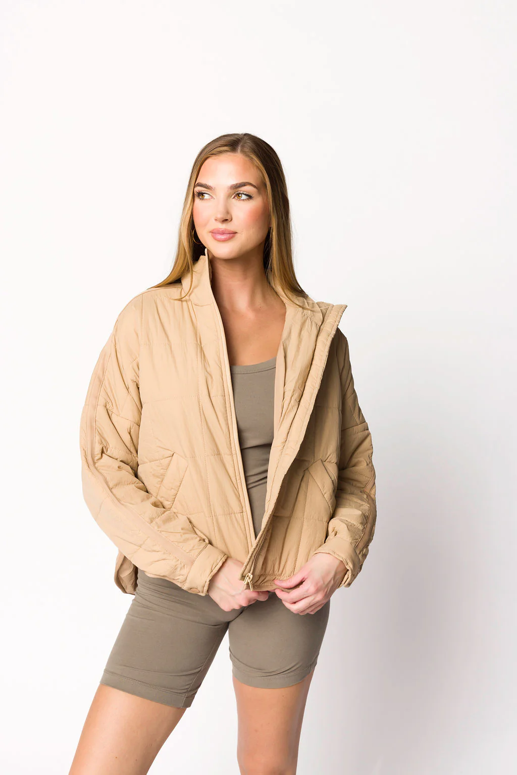Layla Puffer Jacket in Oat - Directfux