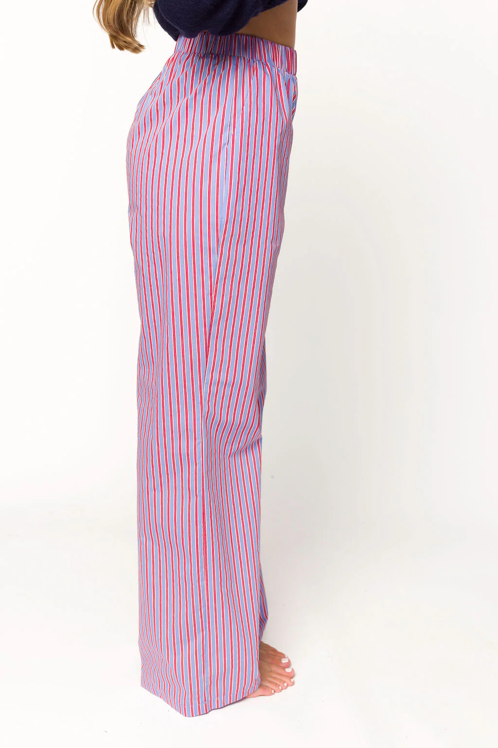 Shea Striped Pajama Pants in Blue/Red - Directfux