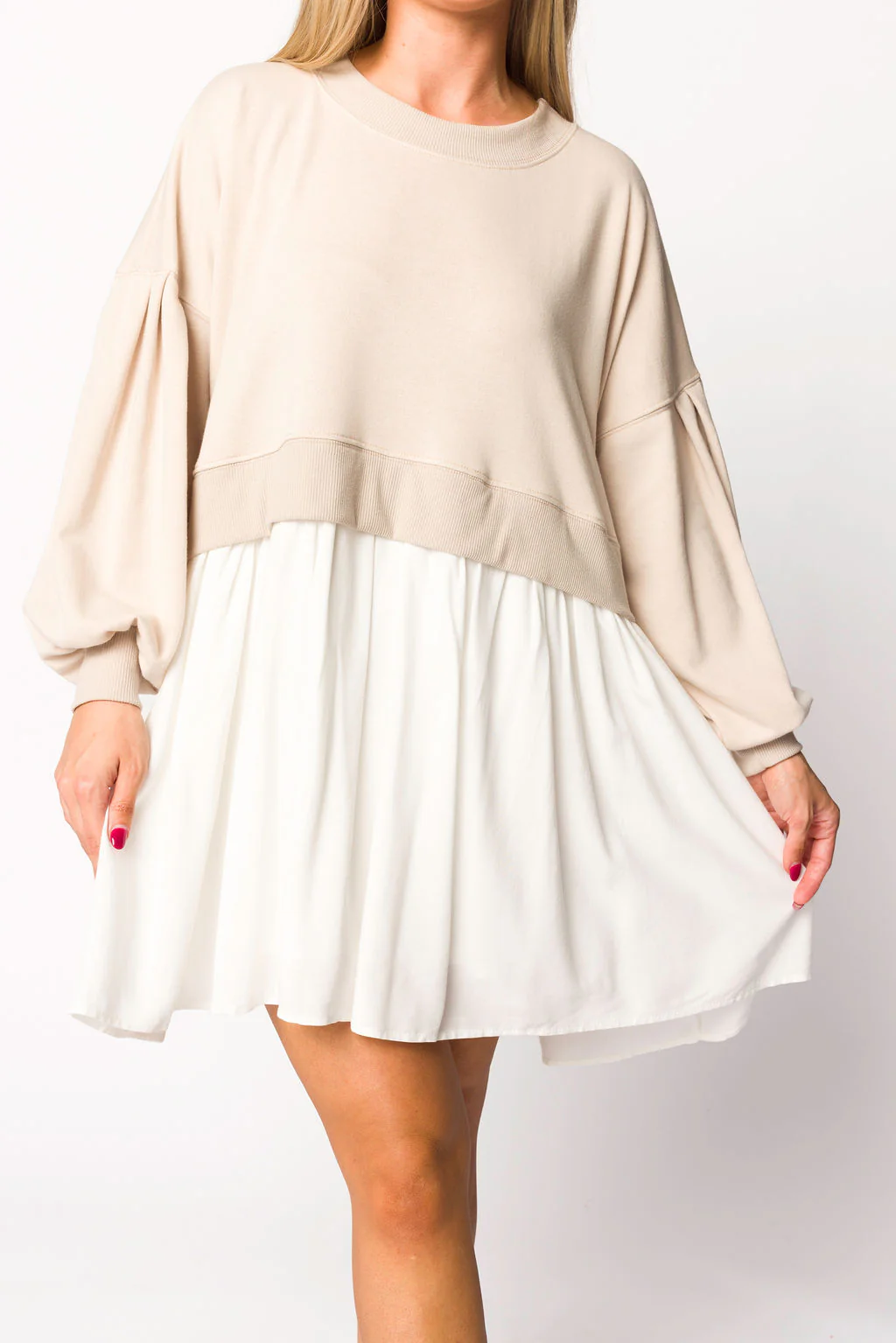 Janie Mini Dress in Seashell/Off-White - Directfux