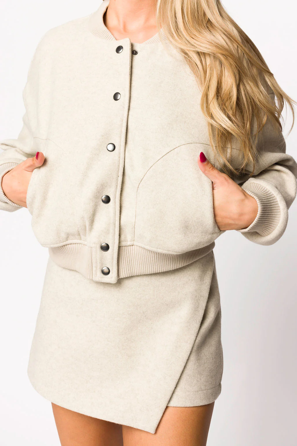 Dana Semi-Casual Bomber Jacket in Oatmeal - Directfux