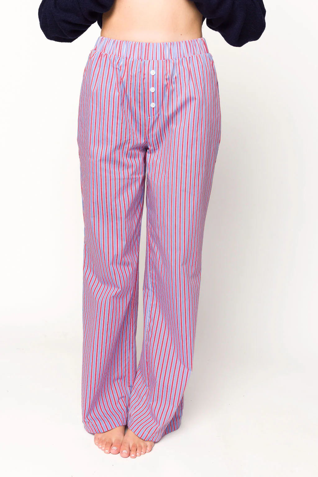Shea Striped Pajama Pants in Blue/Red - Directfux