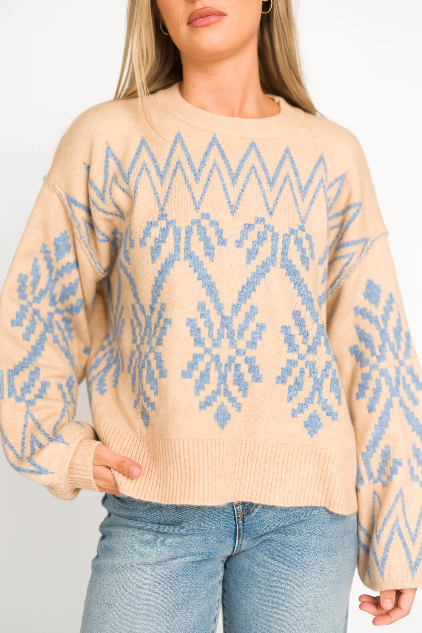 Nicole Alpine Knit Sweater in Coconut Milk - Directfux