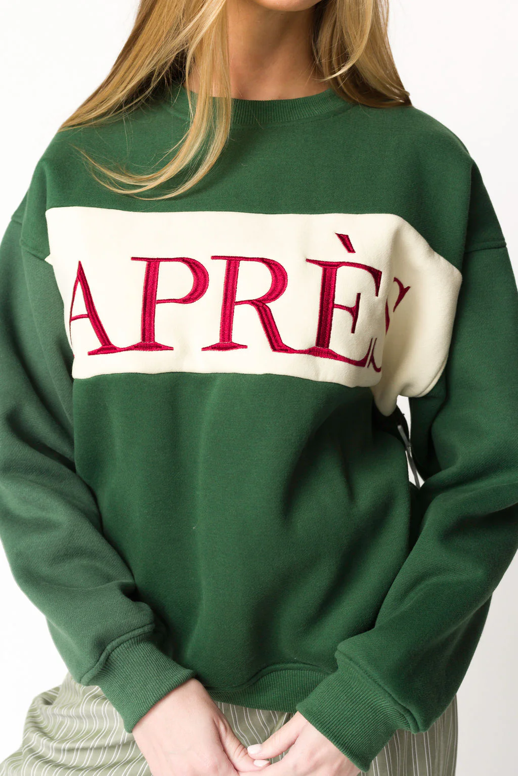 Après Colorblocked Crewneck in Pine Green - Directfux