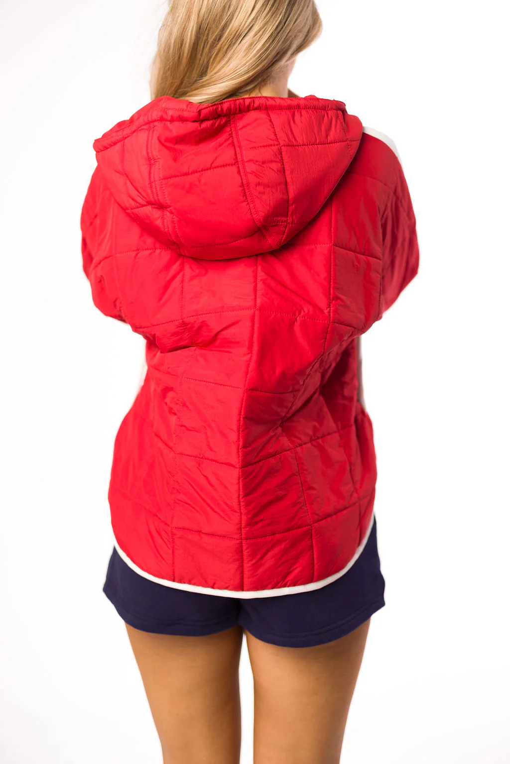 Joanna Quilted Puffer Pullover in Crimson/White - Directfux