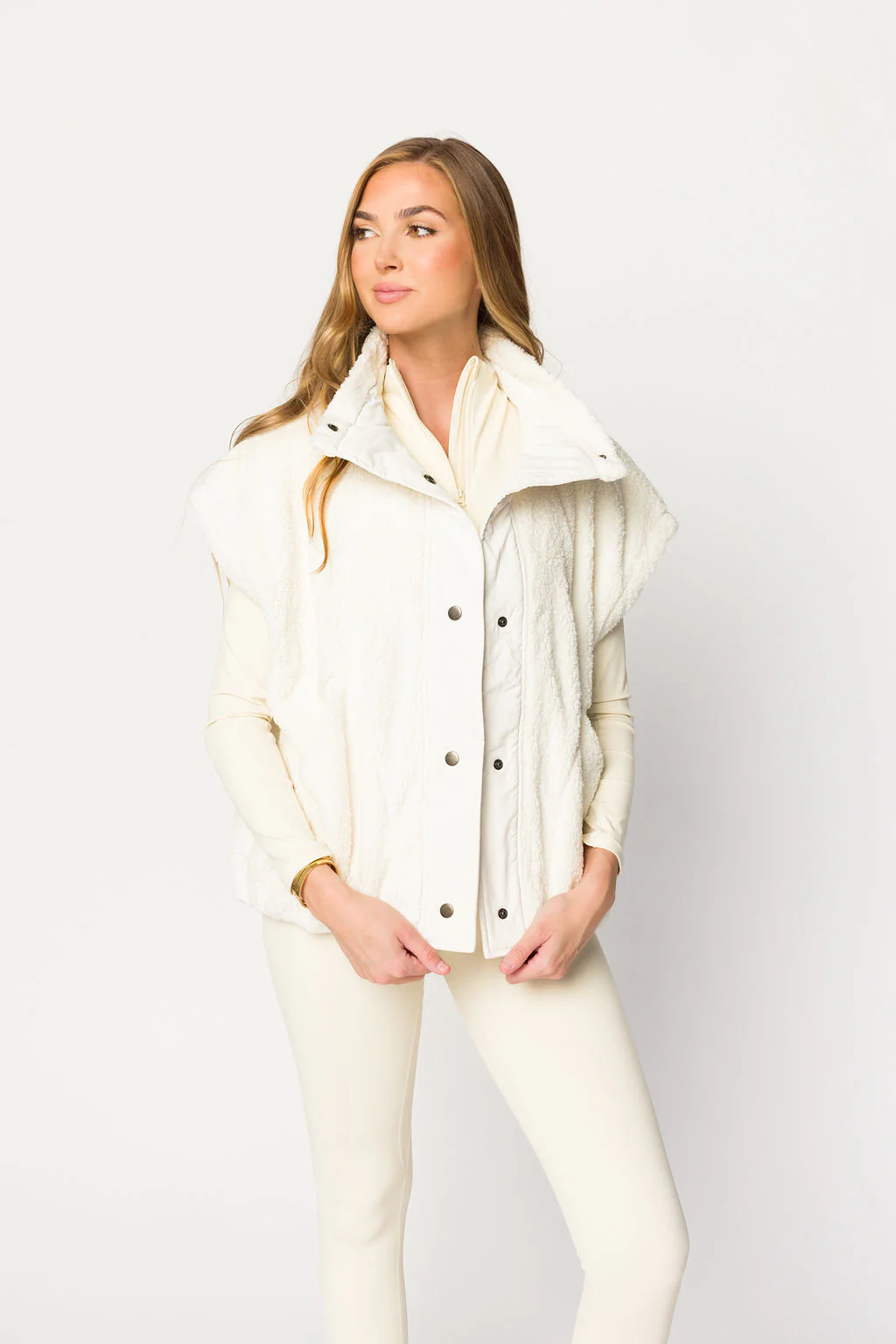 Oversized Micro Sherpa Vest in Ivory - Directfux