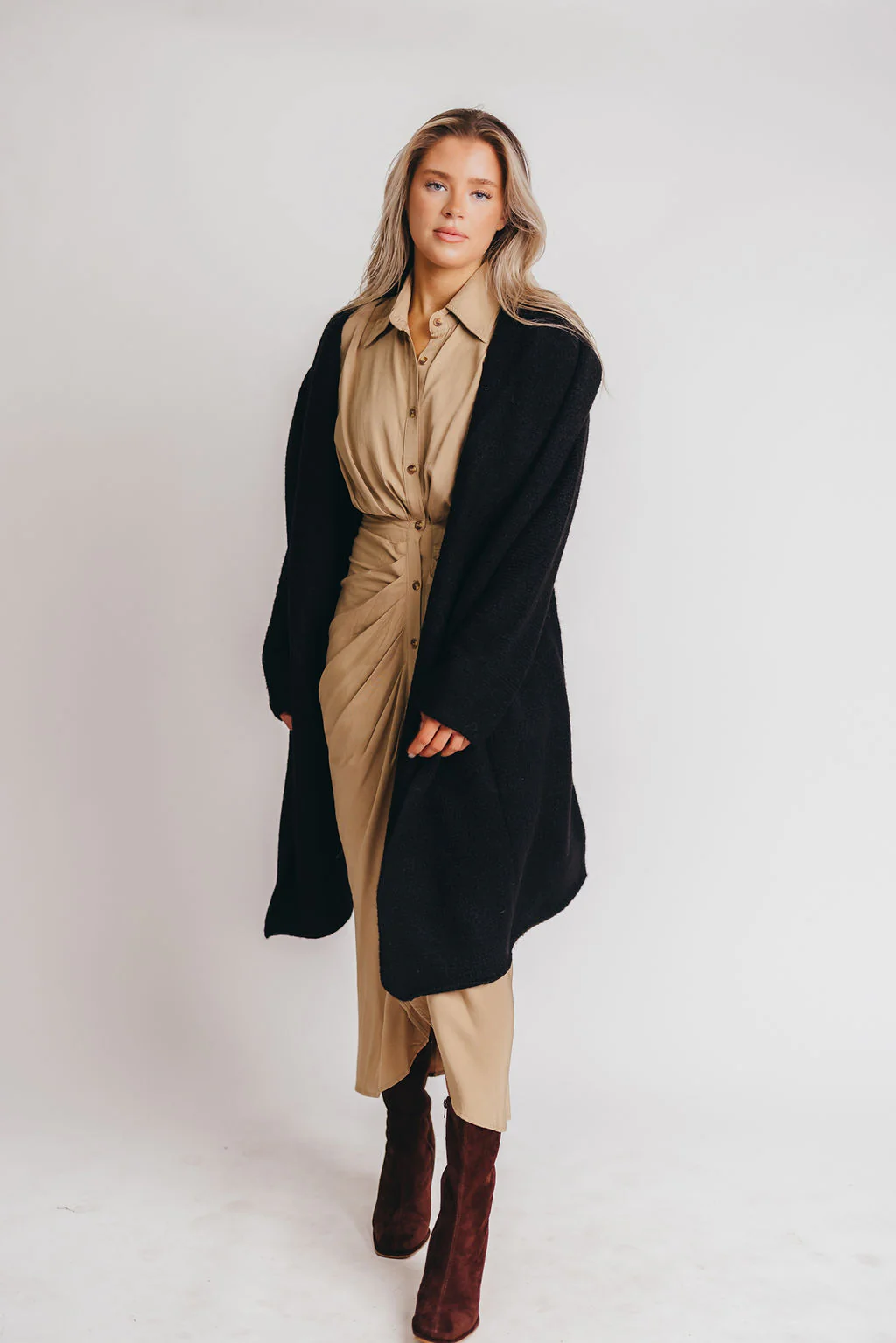 Noah Oversized  Hooded Two Pocket Coatigan in Black *LUXURY ITEM* - Directfux