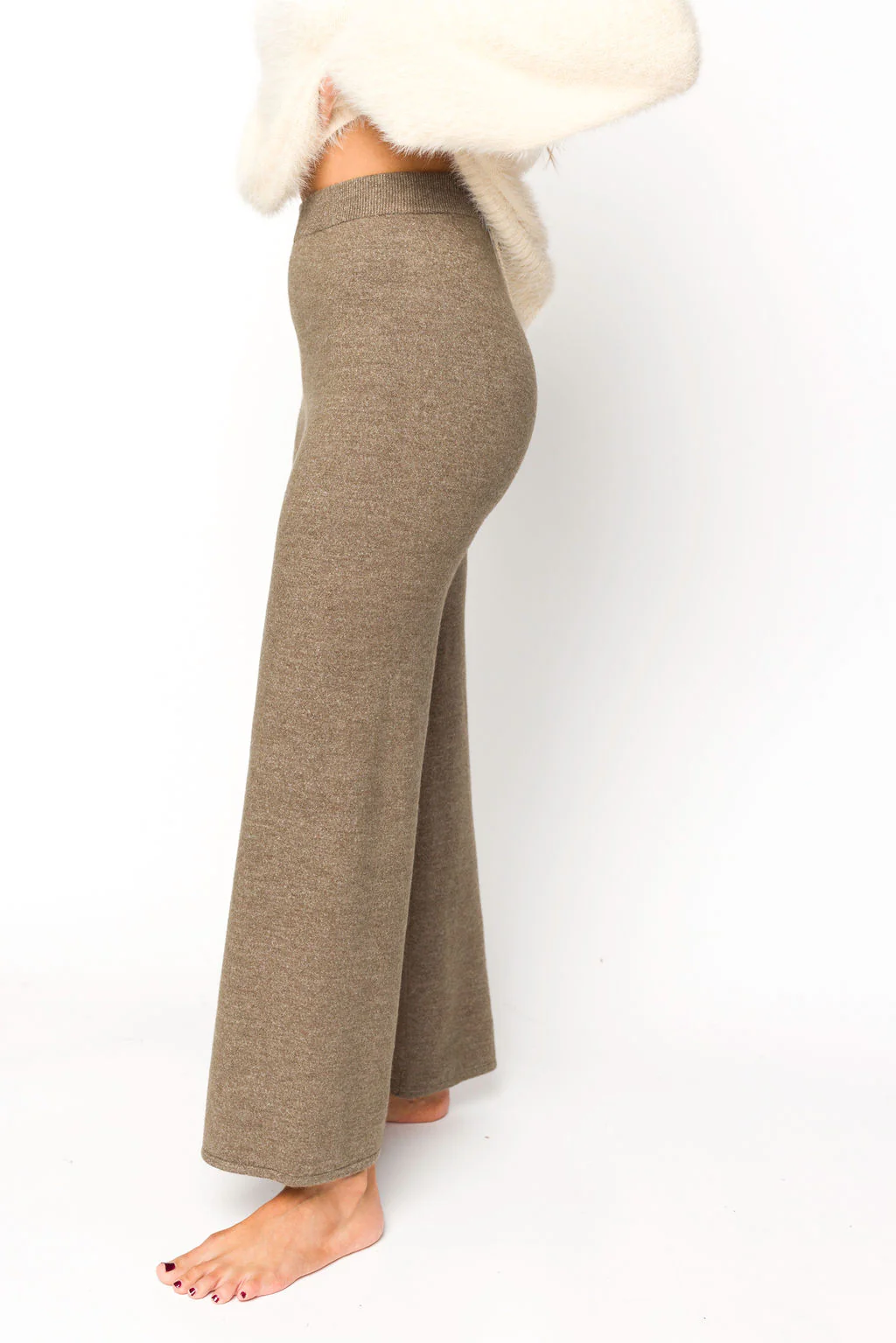 Owen Straight Leg Knit Pants in Field Grey - Bump Friendly - Directfux