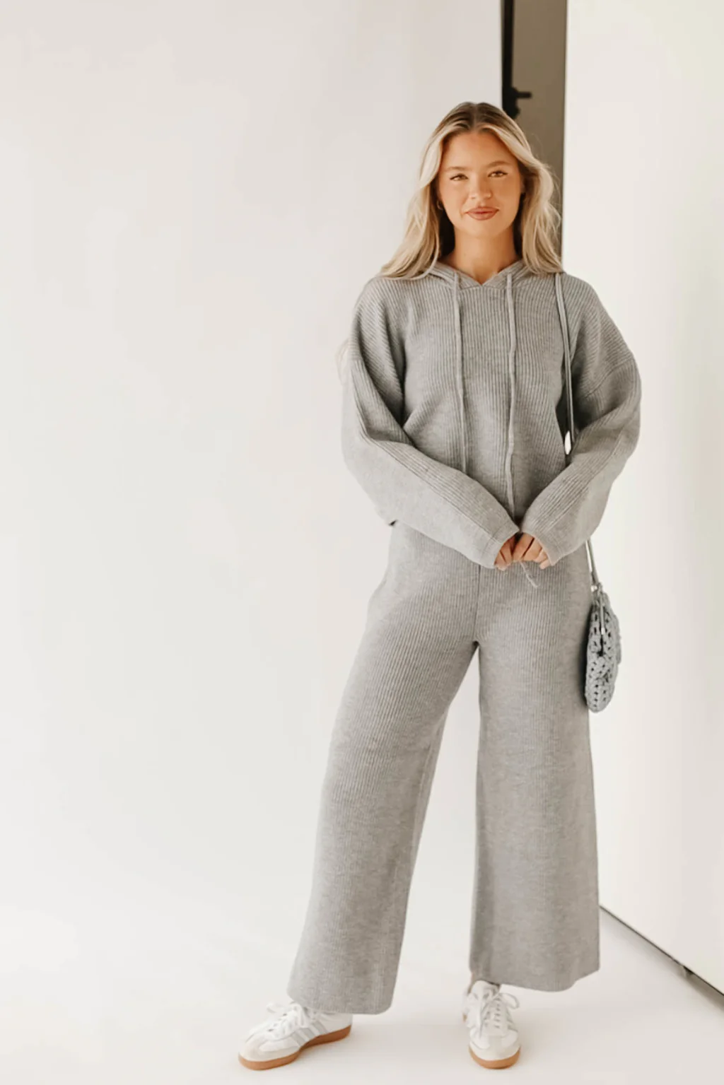 All I Need Hoodie Pullover and Pants Set in Light Grey - Directfux