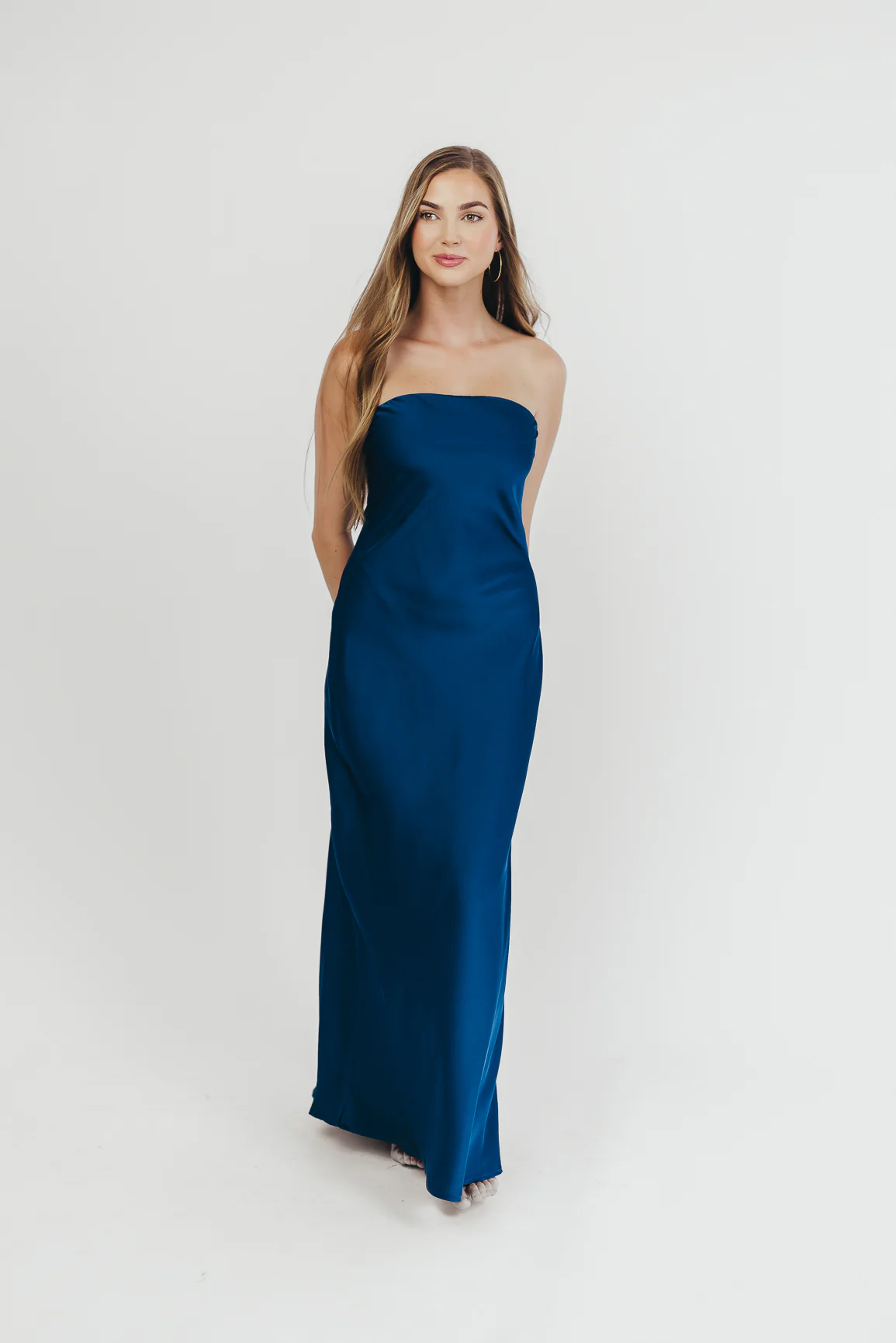 Going Out Strapless Maxi Dress in Peacock Blue - Directfux